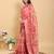 coral colour Ready to wear elegant print linen cotton saree with jacquard border & unstitched blouse