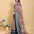 Ready to wear elegant print linen cotton saree with jacquard border & unstitched blouse