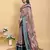 Ready to wear elegant print linen cotton saree with jacquard border & unstitched blouse