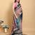 Ready to wear elegant print linen cotton saree with jacquard border & unstitched blouse