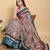 Ready to wear elegant print linen cotton saree with jacquard border & unstitched blouse