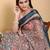 Ready to wear elegant print linen cotton saree with jacquard border & unstitched blouse