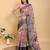 multicolour Ready to wear elegant print linen cotton saree with jacquard border & unstitched blouse