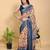 peach colour Ready to wear elegant print linen cotton saree with jacquard border & unstitched blouse