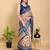 peach colour Ready to wear elegant print linen cotton saree with jacquard border & unstitched blouse