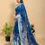 blue colour Ready to wear elegant print linen cotton saree with jacquard border & unstitched blouse