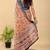peach colour Ready to wear elegant print linen cotton saree with jacquard border & unstitched blouse