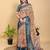 peach colour Ready to wear elegant print linen cotton saree with jacquard border & unstitched blouse