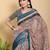 Ready to wear elegant print linen cotton saree with jacquard border & unstitched blouse