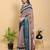 Ready to wear elegant print linen cotton saree with jacquard border & unstitched blouse