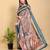 Ready to wear elegant print linen cotton saree with jacquard border & unstitched blouse