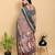 Ready to wear elegant print linen cotton saree with jacquard border & unstitched blouse