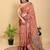 coral colour Ready to wear elegant print linen cotton saree with jacquard border & unstitched blouse