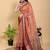 coral colour Ready to wear elegant print linen cotton saree with jacquard border & unstitched blouse