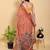 coral colour Ready to wear elegant print linen cotton saree with jacquard border & unstitched blouse