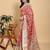 coral colour Ready to wear elegant print linen cotton saree with jacquard border & unstitched blouse