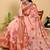 peach colour Ready to wear elegant print linen cotton saree with jacquard border & unstitched blouse