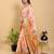 peach colour Ready to wear elegant print linen cotton saree with jacquard border & unstitched blouse
