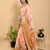 peach colour Ready to wear elegant print linen cotton saree with jacquard border & unstitched blouse