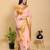 peach colour Ready to wear elegant print linen cotton saree with jacquard border & unstitched blouse