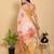 peach colour Ready to wear elegant print linen cotton saree with jacquard border & unstitched blouse