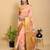 peach colour Ready to wear elegant print linen cotton saree with jacquard border & unstitched blouse