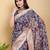 blue colour Ready to wear elegant print linen cotton saree with jacquard border & unstitched blouse