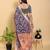 blue colour Ready to wear elegant print linen cotton saree with jacquard border & unstitched blouse