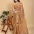 orange colour Ready to wear elegant print linen cotton saree with jacquard border & unstitched blouse