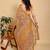 orange colour Ready to wear elegant print linen cotton saree with jacquard border & unstitched blouse