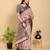 Reay to wear elegant print linen cotton saree with jacquard border & unstitched blouse