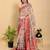 peach colour Ready to wear elegant print linen cotton saree with jacquard border & unstitched blouse