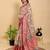 peach colour Ready to wear elegant print linen cotton saree with jacquard border & unstitched blouse