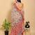 peach colour Ready to wear elegant print linen cotton saree with jacquard border & unstitched blouse