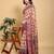 peach colour Ready to wear elegant print linen cotton saree with jacquard border & unstitched blouse