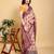 peach colour Ready to wear elegant print linen cotton saree with jacquard border & unstitched blouse
