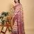 peach colour Ready to wear elegant print linen cotton saree with jacquard border & unstitched blouse
