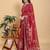 maroon colour Ready to wear elegant print linen cotton saree with jacquard border & unstitched blouse
