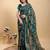 olive colour Ready to wear elegant print linen cotton saree with jacquard border & unstitched blouse