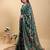 olive colour Ready to wear elegant print linen cotton saree with jacquard border & unstitched blouse