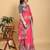 pink colour Ready to wear elegant print linen cotton saree with jacquard border & unstitched blouse