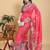 pink colour Ready to wear elegant print linen cotton saree with jacquard border & unstitched blouse