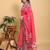 pink colour Ready to wear elegant print linen cotton saree with jacquard border & unstitched blouse