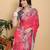 pink colour Ready to wear elegant print linen cotton saree with jacquard border & unstitched blouse