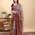 multicolour Ready to wear elegant print linen cotton saree with jacquard border & unstitched blouse