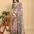 ivory colour Ready to wear elegant print linen cotton saree with jacquard border & unstitched blouse