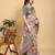 ivory colour Ready to wear elegant print linen cotton saree with jacquard border & unstitched blouse