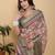 ivory colour Ready to wear elegant print linen cotton saree with jacquard border & unstitched blouse
