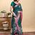 dark green colour Reay to wear elegant print linen cotton saree with jacquard border & unstitched blouse