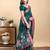 dark green colour Reay to wear elegant print linen cotton saree with jacquard border & unstitched blouse